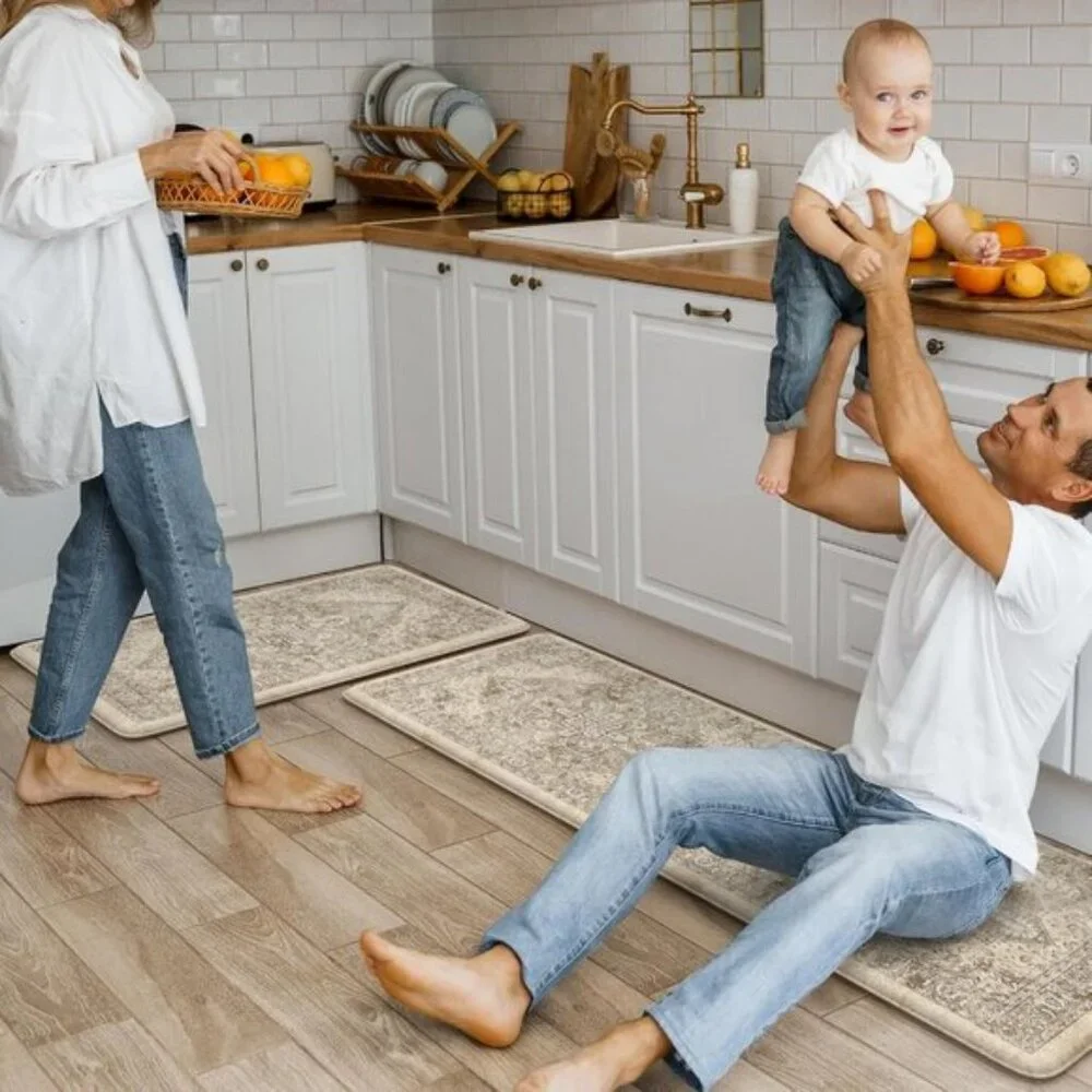 New 2Pcs Anti Fatigue Kitchen Mats, Non Slip Cushioned Waterproof Area Rugs